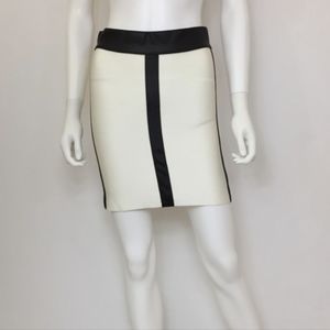 bebe Faux Leather Trim Mini Bandage Skirt